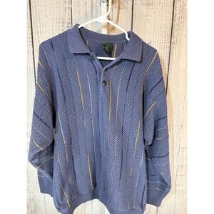 Scandia Woods Men’s Sweater Large Blue Long Sleeve Stripes